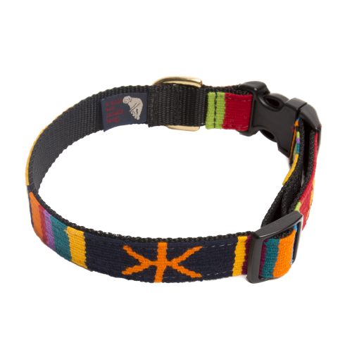 A colorful woven dog collar