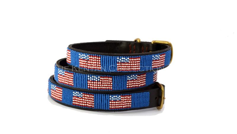 American Flag Beaded Collar by the Kenyan Collection - Mountain Shiba