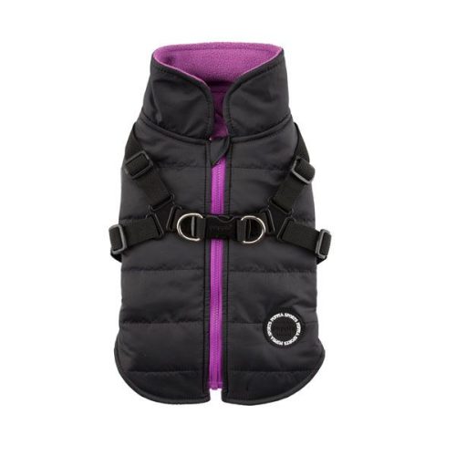 purple coat with harness